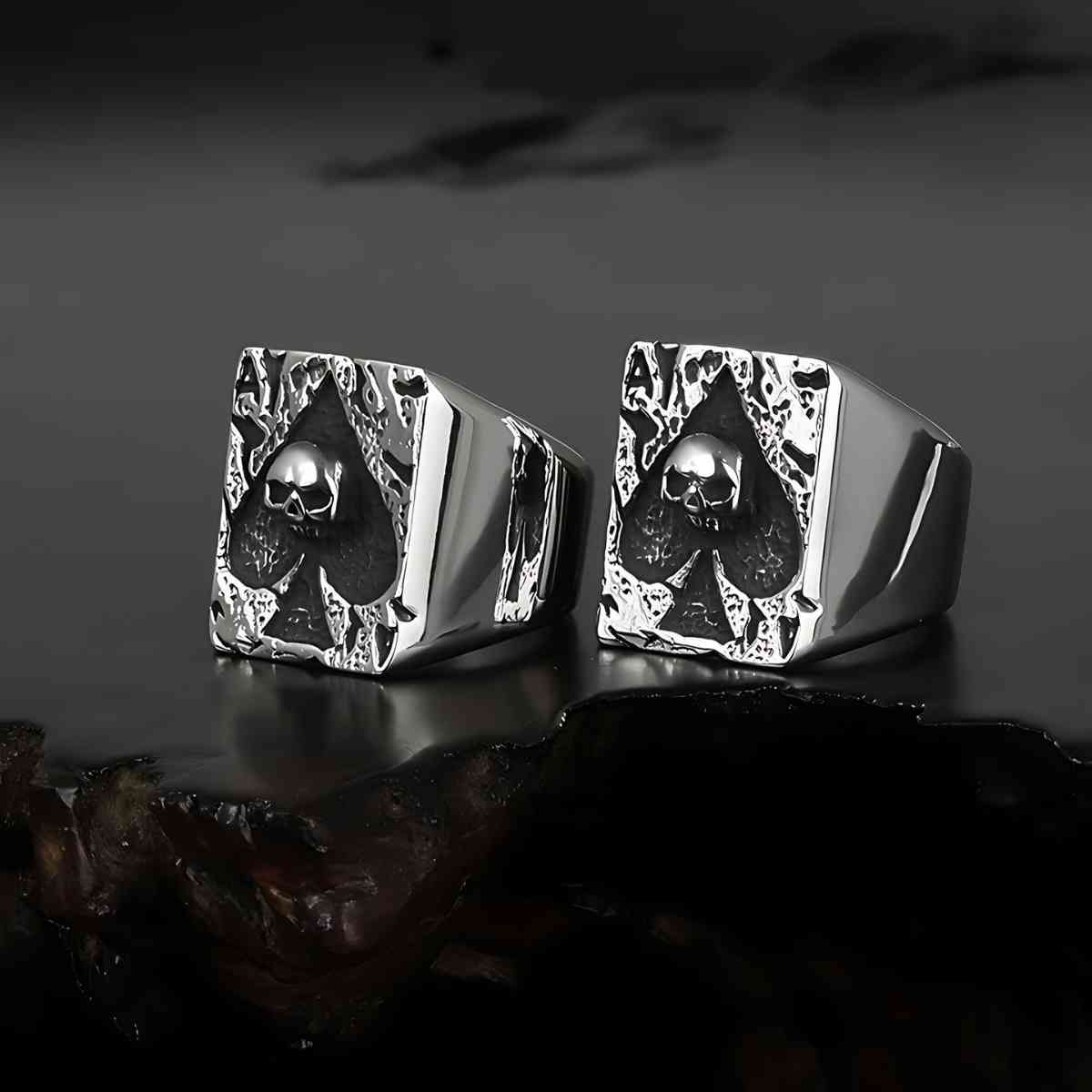 Ace of Spade with Skull Ring - Xenos Jewelry