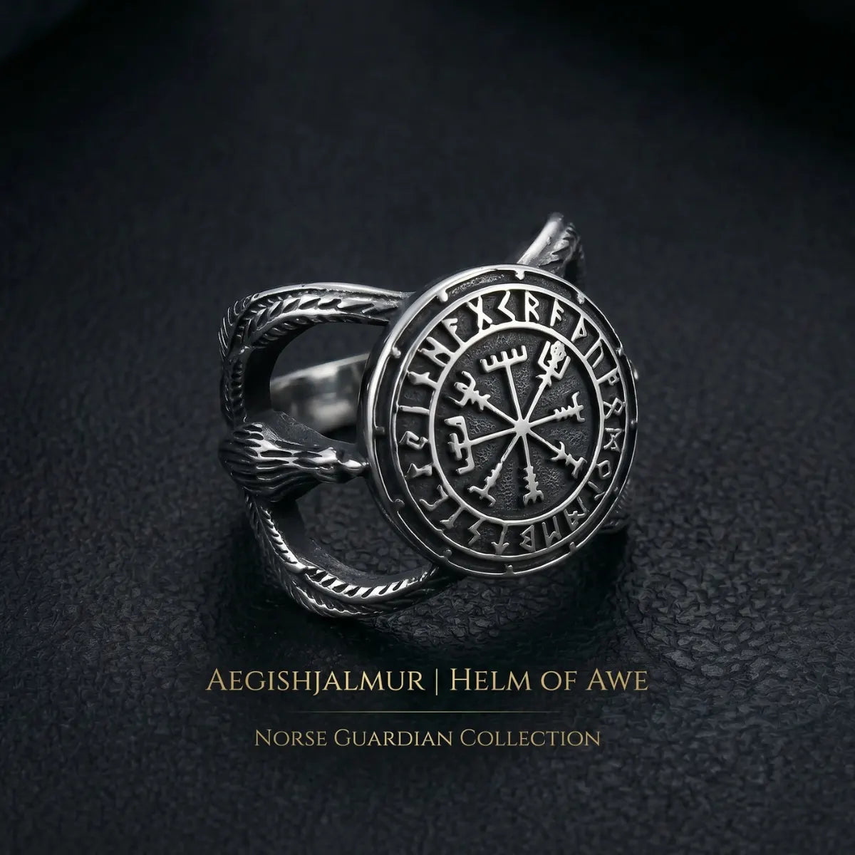 Aegishjalmur Helm of Awe Rings Collection Duo Premium Stainless Steel Viking Warrior Jewelry