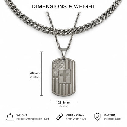 american flag joshua 1 9 dog tag necklace dimensions and weight