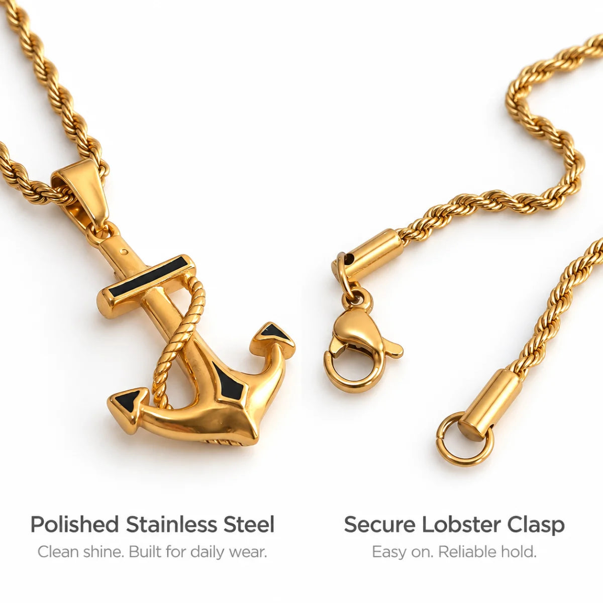 anchor necklace gold rope chain product details