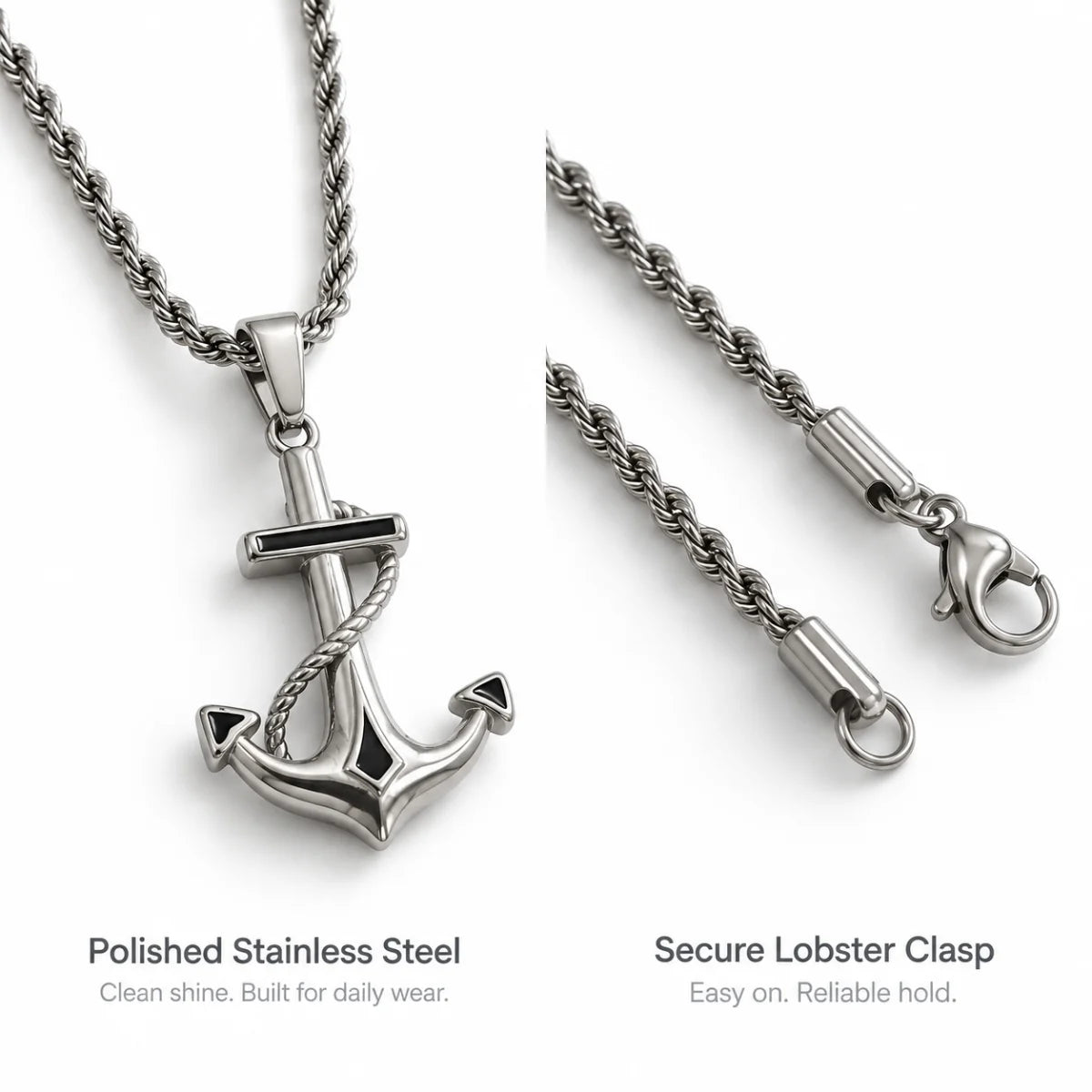anchor necklace silver rope chain product details