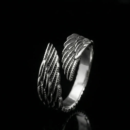 Angel Wing Ring Front View Wrap Design Gothic Jewelry