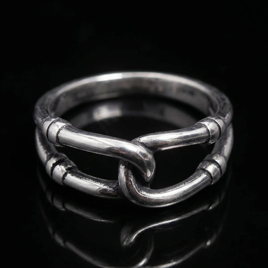 Bamboo Knot Ring Front View Premium Stainless Steel Nature Inspired Jewelry