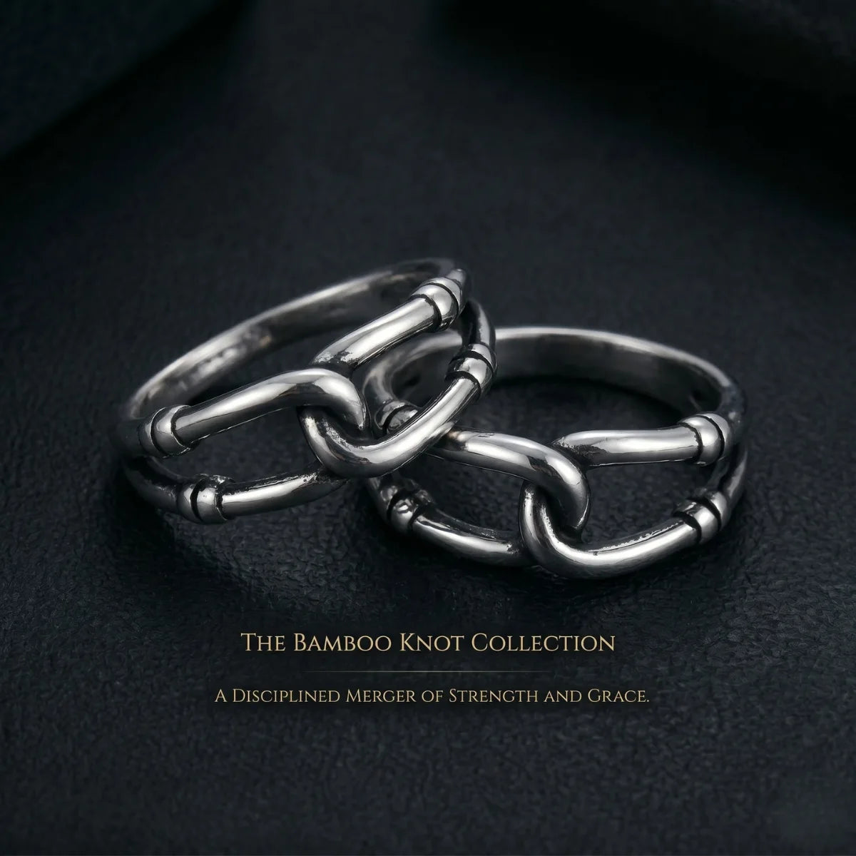 Bamboo Knot Rings Duo Premium Stainless Steel Alternative Couple Jewelry