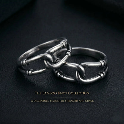 Bamboo Knot Rings Duo Premium Stainless Steel Alternative Couple Jewelry