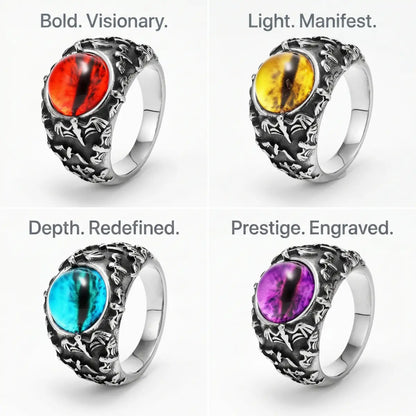 Bat Silver Eyeball Ring Design Features Stainless Steel Animal Jewelry