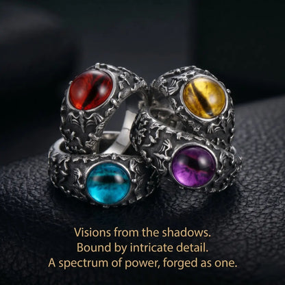 Bat Silver Eyeball Rings Group Shot Dark Alternative Jewelry