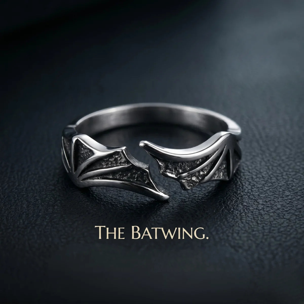 Bat Wing Ring Hero Shot Premium Stainless Steel Whimsigoth Accessories
