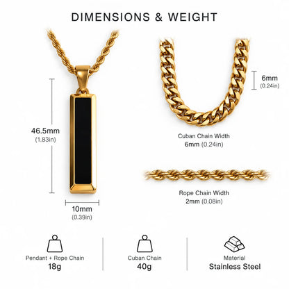 black and gold bar necklace dimensions and weight
