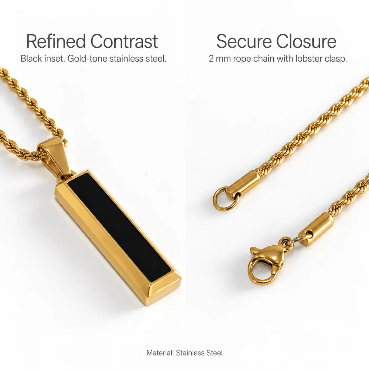 black and gold bar necklace rope chain product details