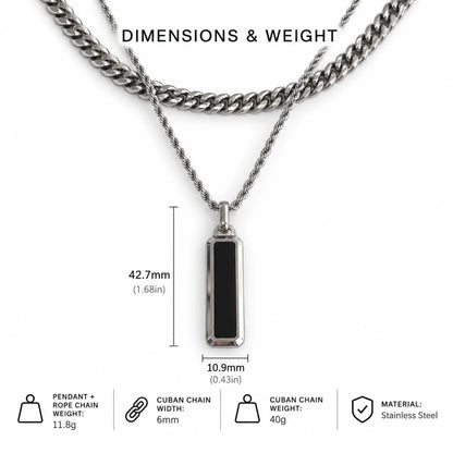 black bar necklace dimensions and weight