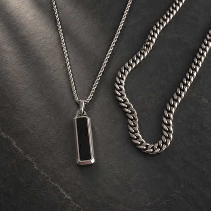 black bar necklace layered set birds eye display