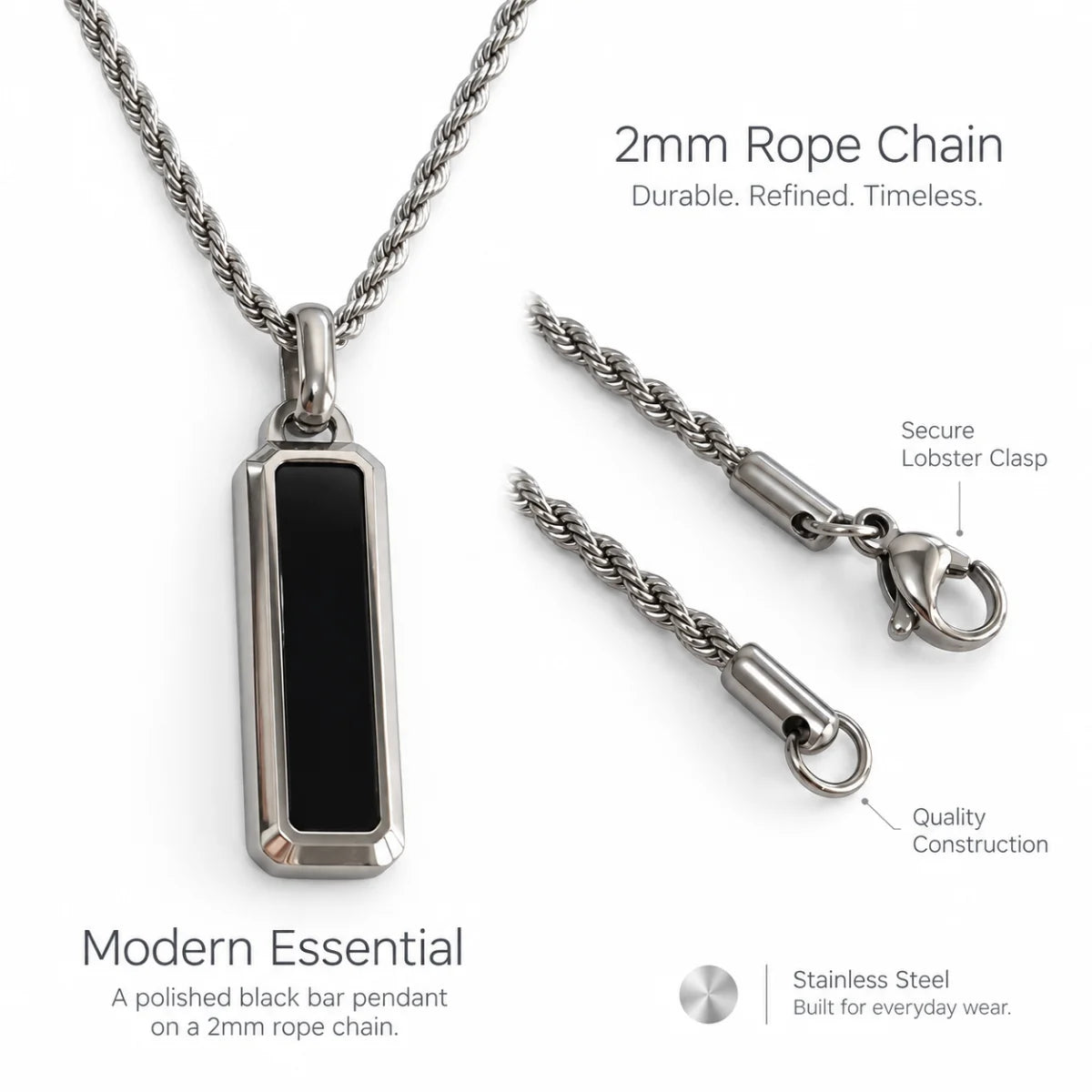 black bar necklace rope chain product details