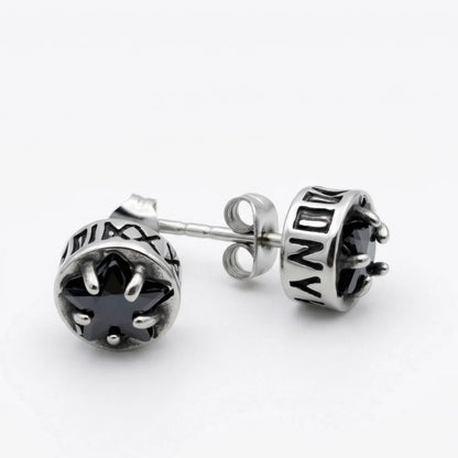 Black CZ Roman Numeral Star Studs pair