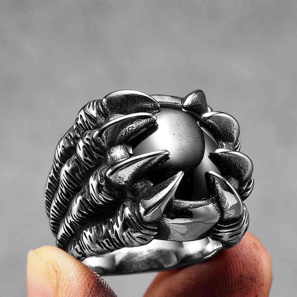 Black Gem Dragon Claw Ring - Xenos Jewelry
