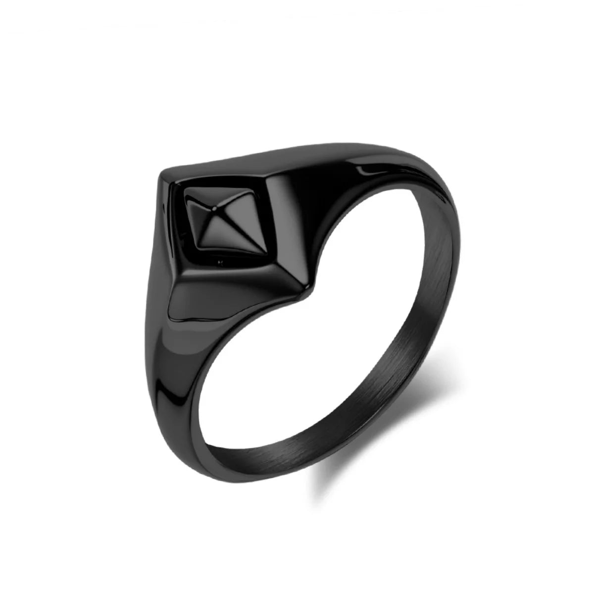 Black Geometric Rhombus Ring