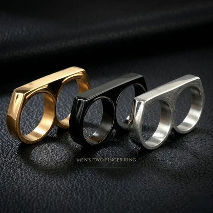 Black gold and silver Men’s Two Finger Rings collection