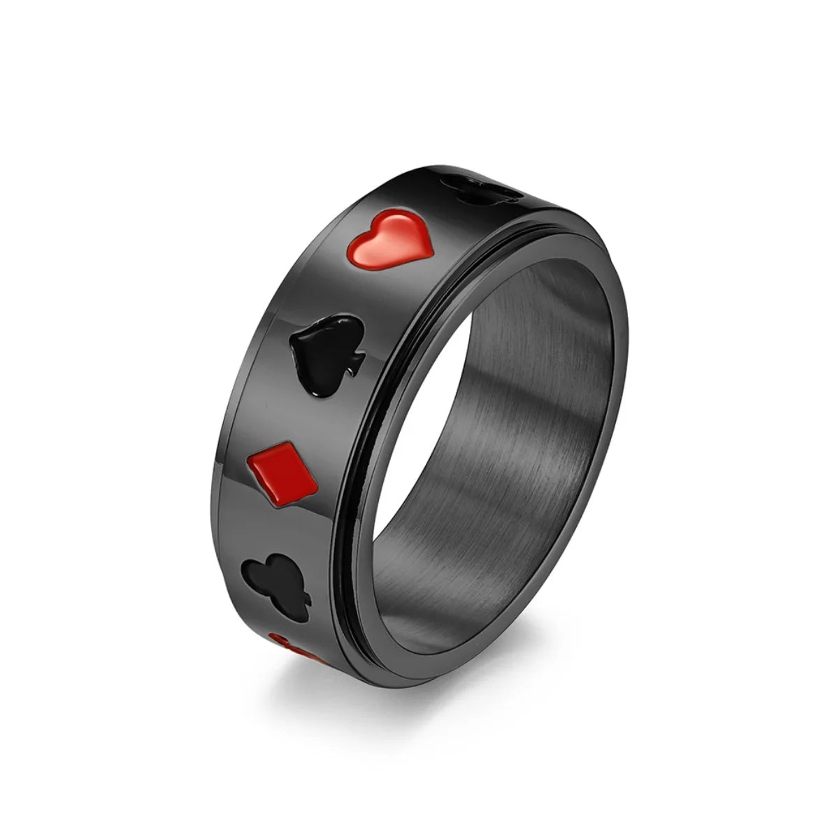 Black Playing Card Spinner Ring