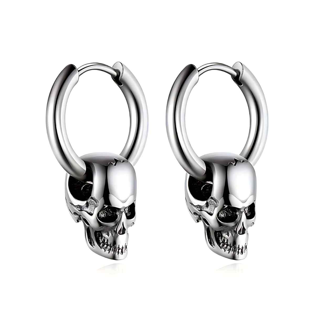 Black Skull Huggie Hoop Earrings - Xenos Jewelry