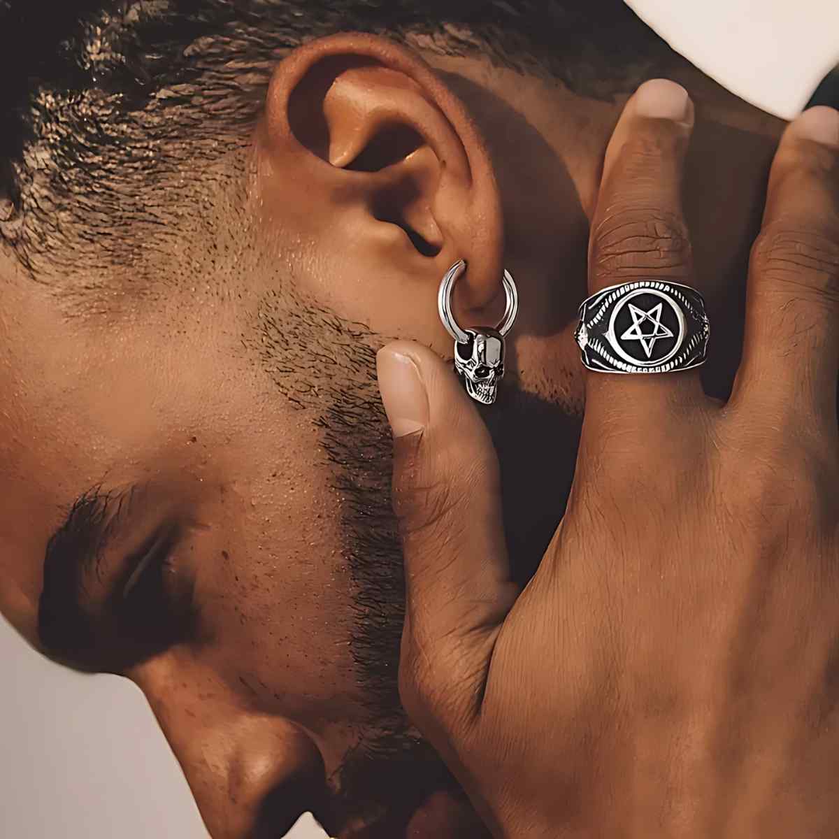 Black Skull Huggie Hoop Earrings - Xenos Jewelry
