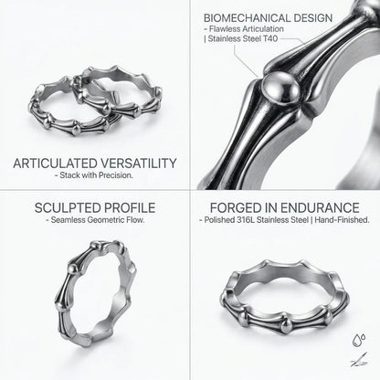 Bone Link Ring Design Features Biomechanical Sculpted Profile Goth Ring