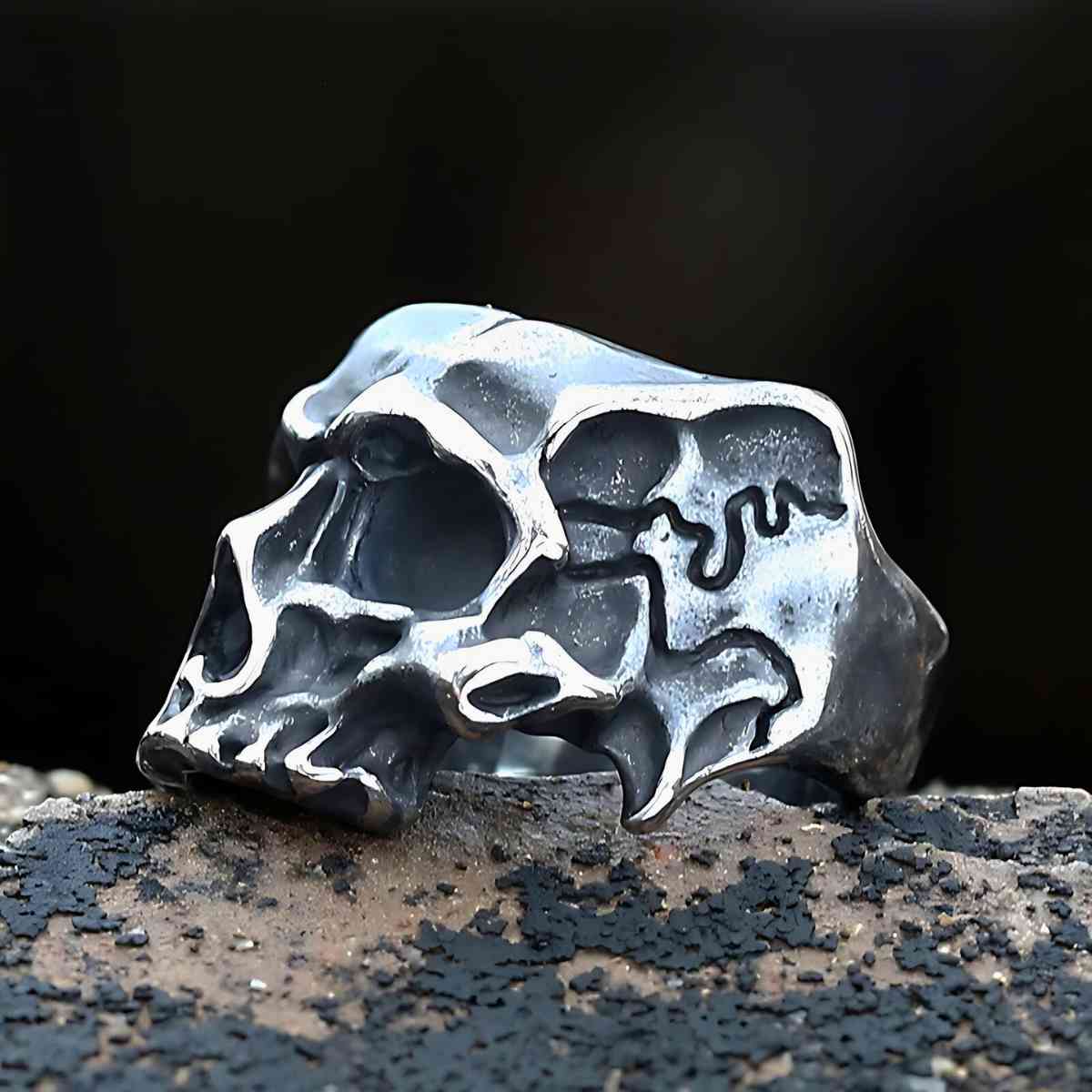 Anello da uomo con teschio e occhio intarsiato, anello Anello da uomo con teschio e occhio intarsiato, anello