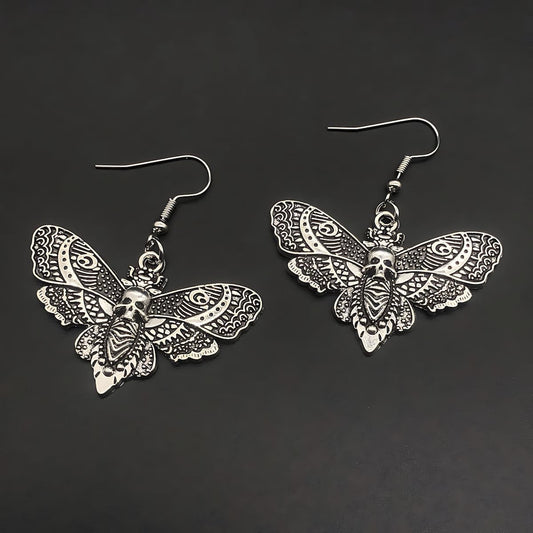 Butterfly Skull Dangle Earrings for Women - Xenos Jewelry