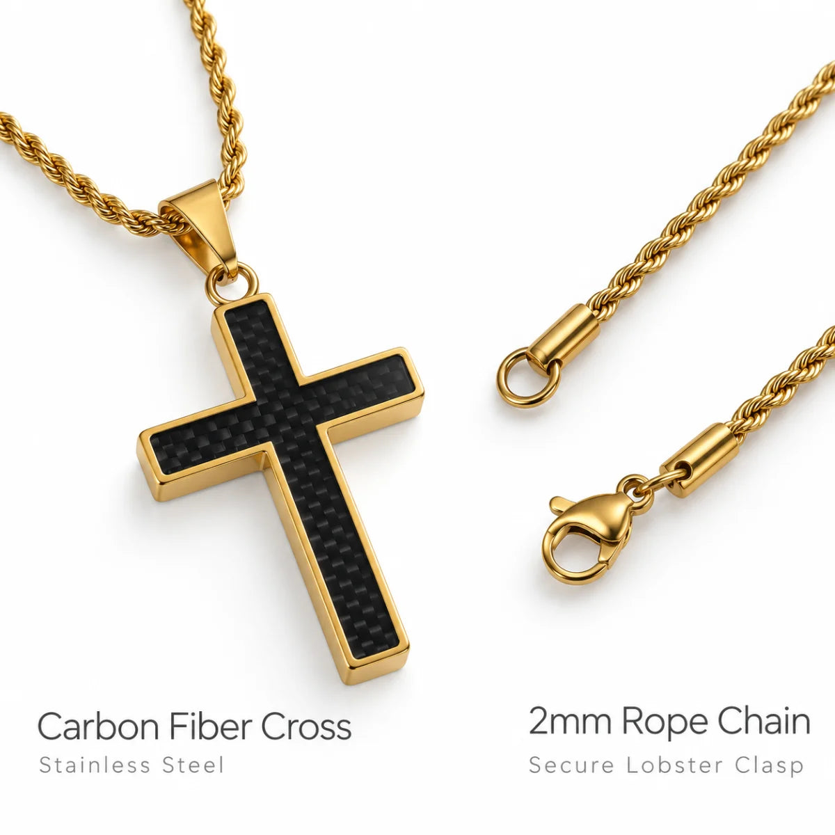 carbon fiber cross necklace rope chain product details