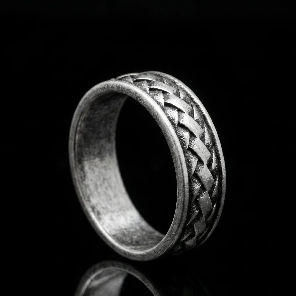Celtic Braided Ring Front View 316L Stainless Steel Mens Viking Jewelry