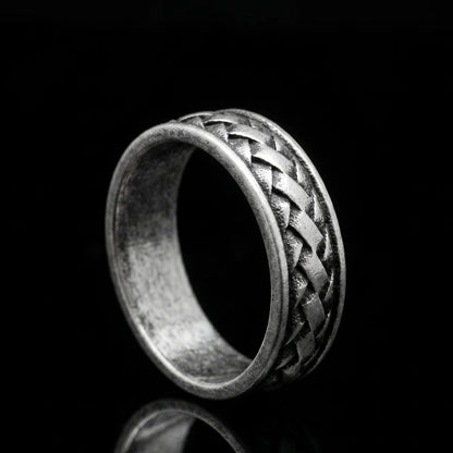Celtic Braided Ring Front View 316L Stainless Steel Mens Viking Jewelry