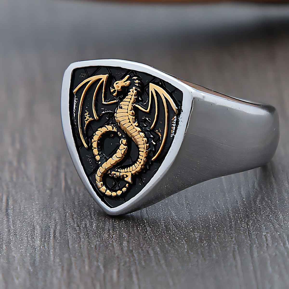 Celtic Dragon Signet Ring - Xenos Jewelry