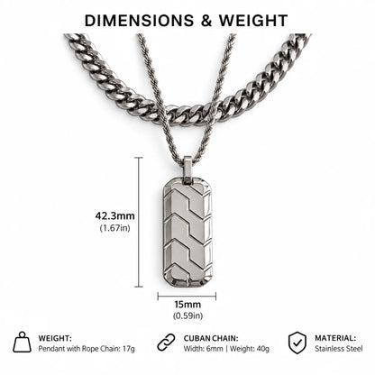 chevron dog tag necklace dimensions and weight
