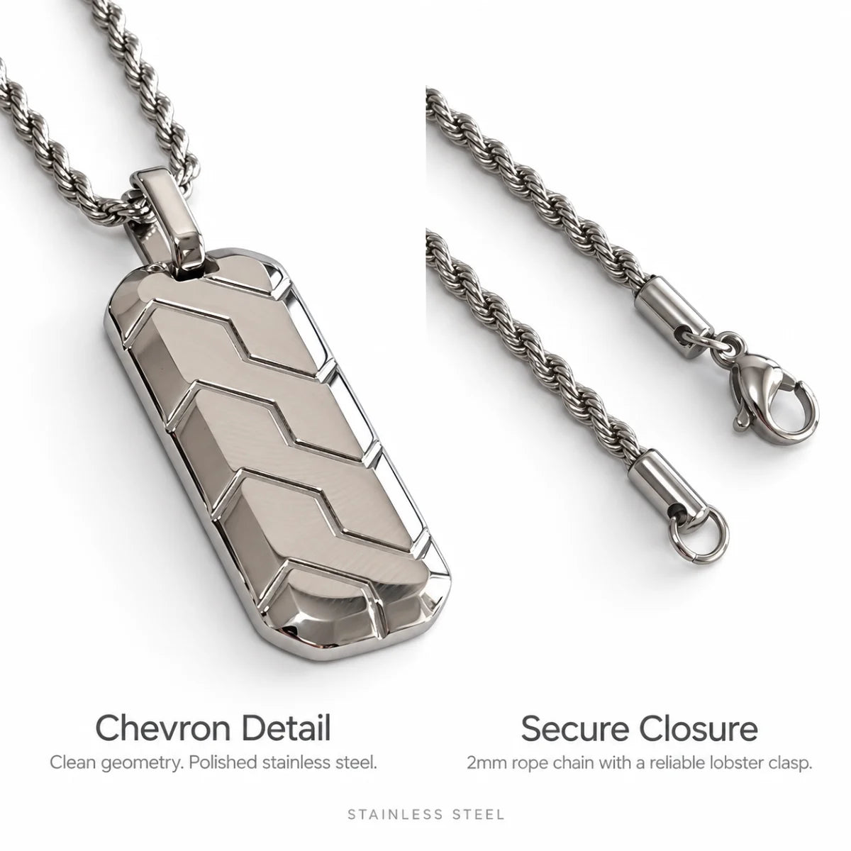chevron dog tag necklace rope chain product details