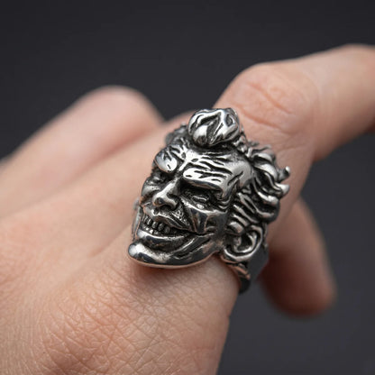 Close Up Hand Wearing Clown Ring Alternative Mens Streetwear Accessories