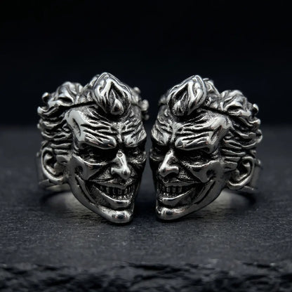 Clown Rings Collection Duo Premium Stainless Steel Macabre Aesthetic Jewelry