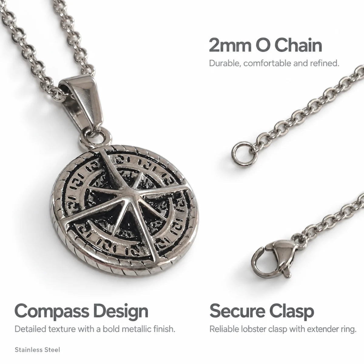 compass coin necklace silver o chain product details