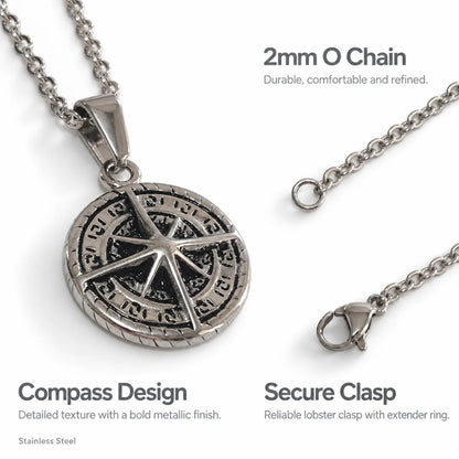 compass coin necklace silver o chain product details