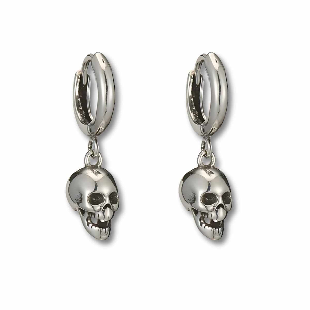 Copper Skull Head Hoop Earrings - Xenos Jewelry