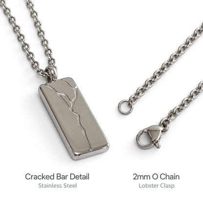 cracked bar necklace silver o chain product details