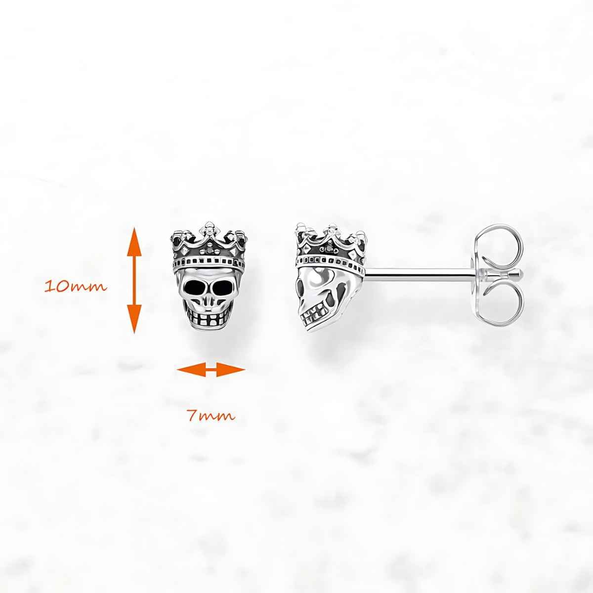 Crown Skull Stud Earrings - Xenos Jewelry
