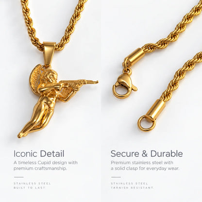cupid pendant necklace gold rope chain product details