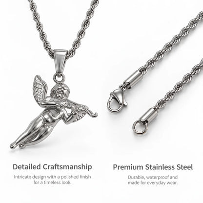 cupid pendant necklace silver rope chain product details