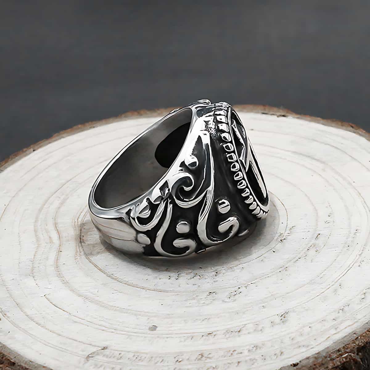 Relligious Ring Dark Cross Stainless Steel Religious Ring