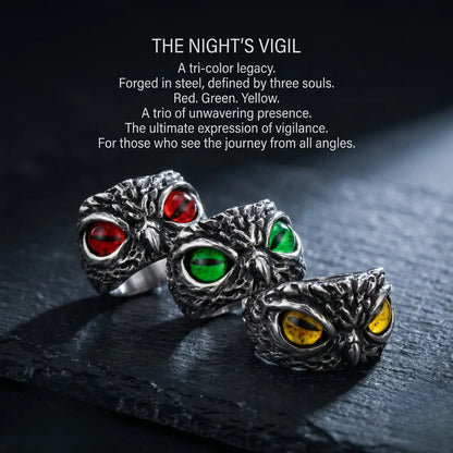 Demon Owl Eye Rings Collection Red Green Yellow Eyes Macabre Fantasy Jewelry