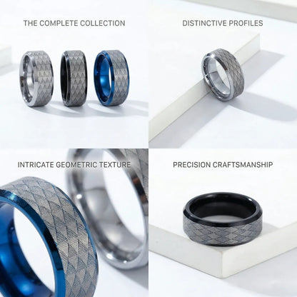 Design Details 8mm Snake Scale Tungsten Ring Weathered Grain Texture