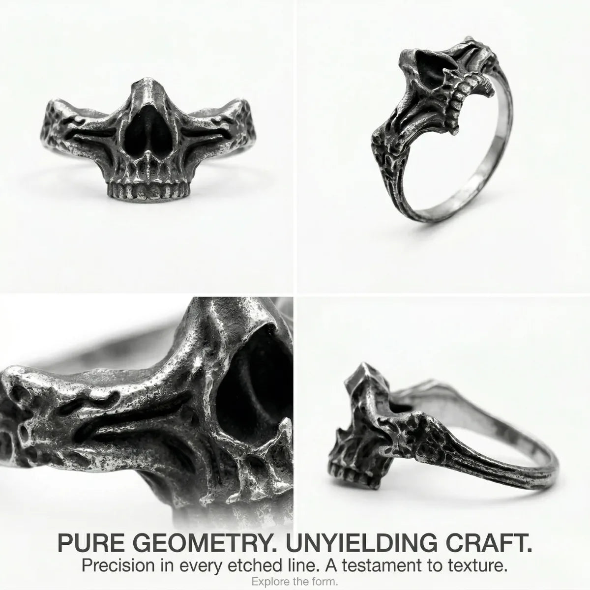 Design details of Half Jaw Skeleton Ring showing pure geometry