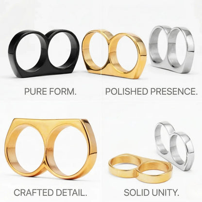 Design details of Men's Two Finger Ring showing polished presence