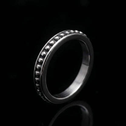 Dot Band Ring Front View Silver Beading Minimalist Gothic Jewelry