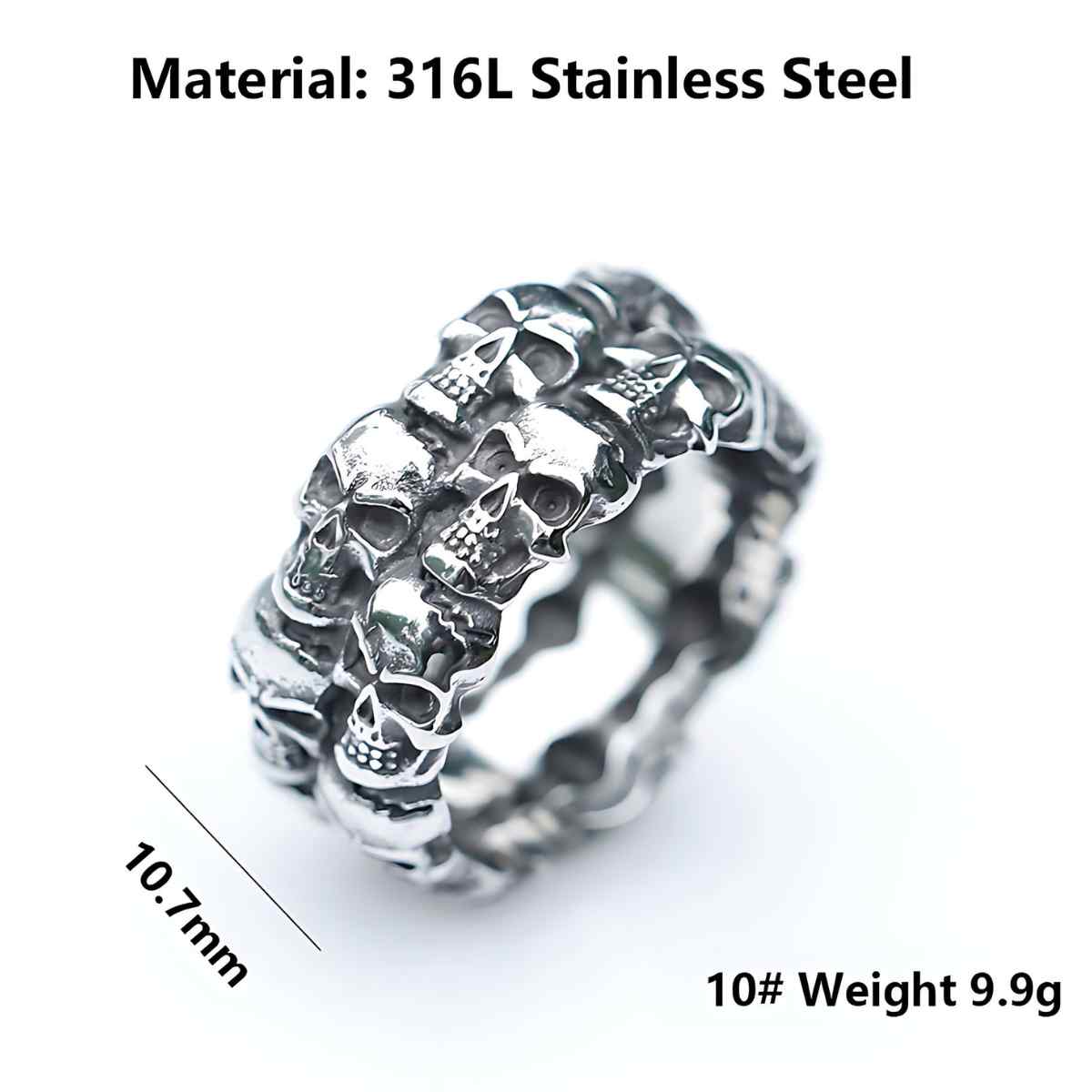 Double Row Skull Ring Stainless Steel - Xenos Jewelry
