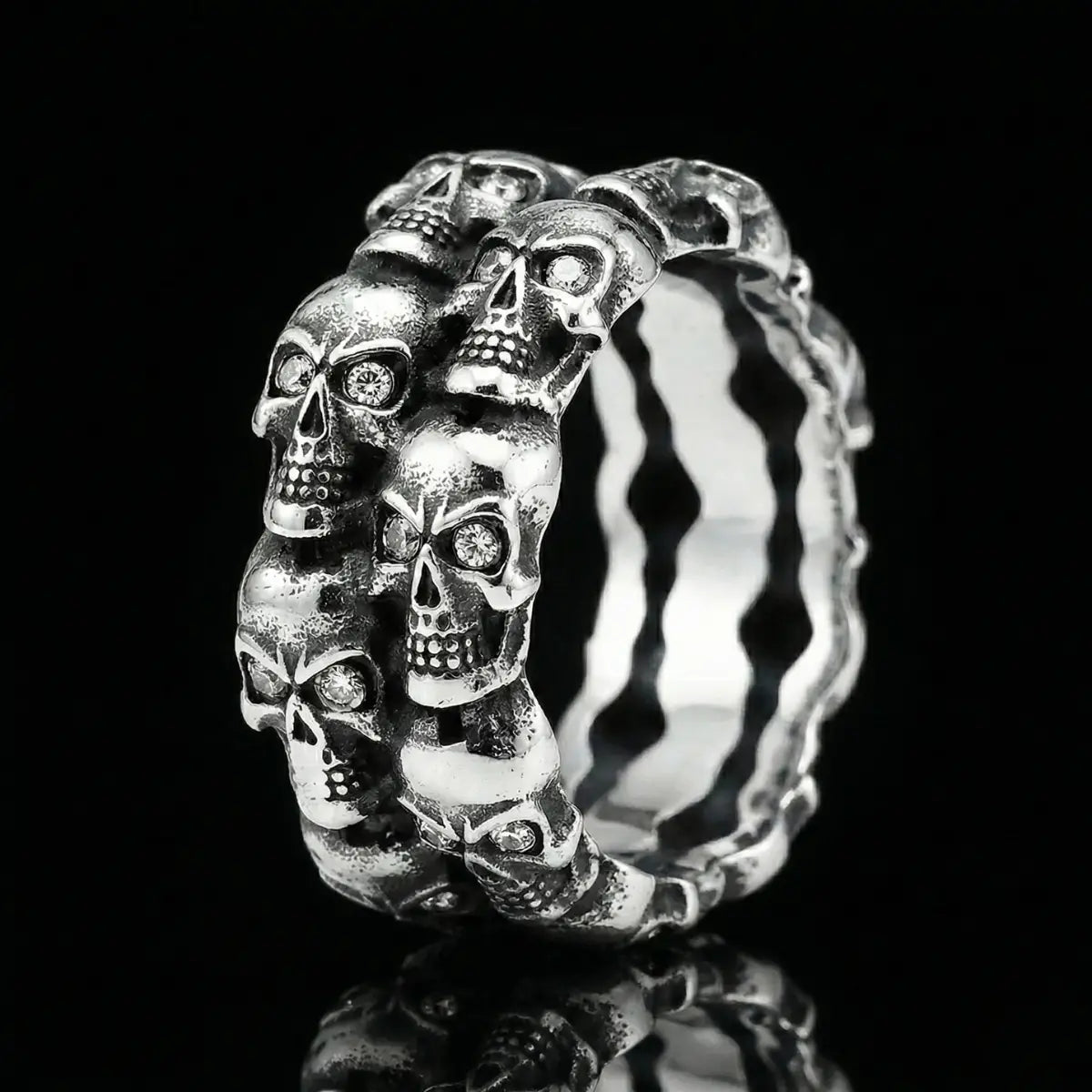 Double Row Skull Ring Style A Classic Edition Gothic Jewelry